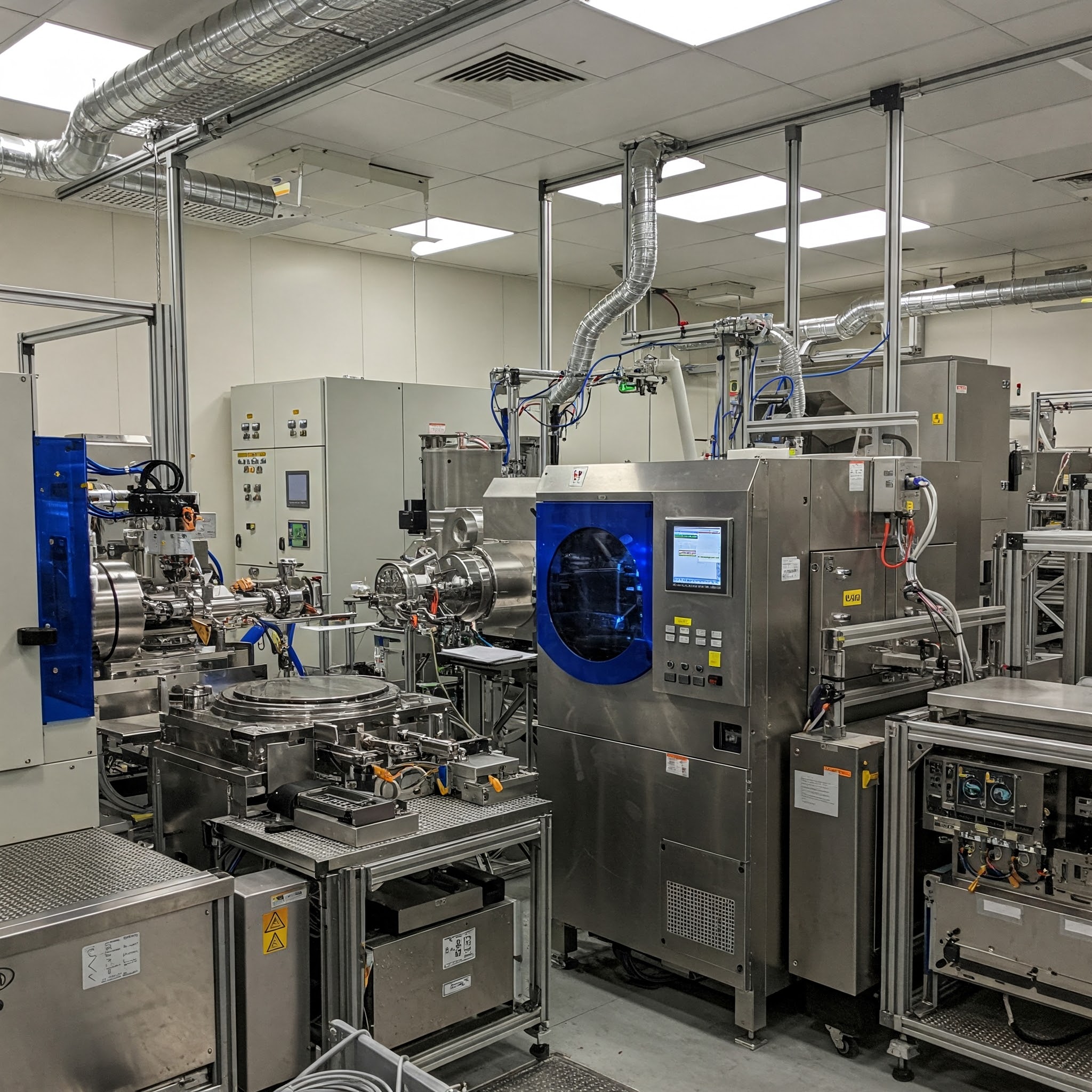 Automated production line in modern pharmaceutical factory